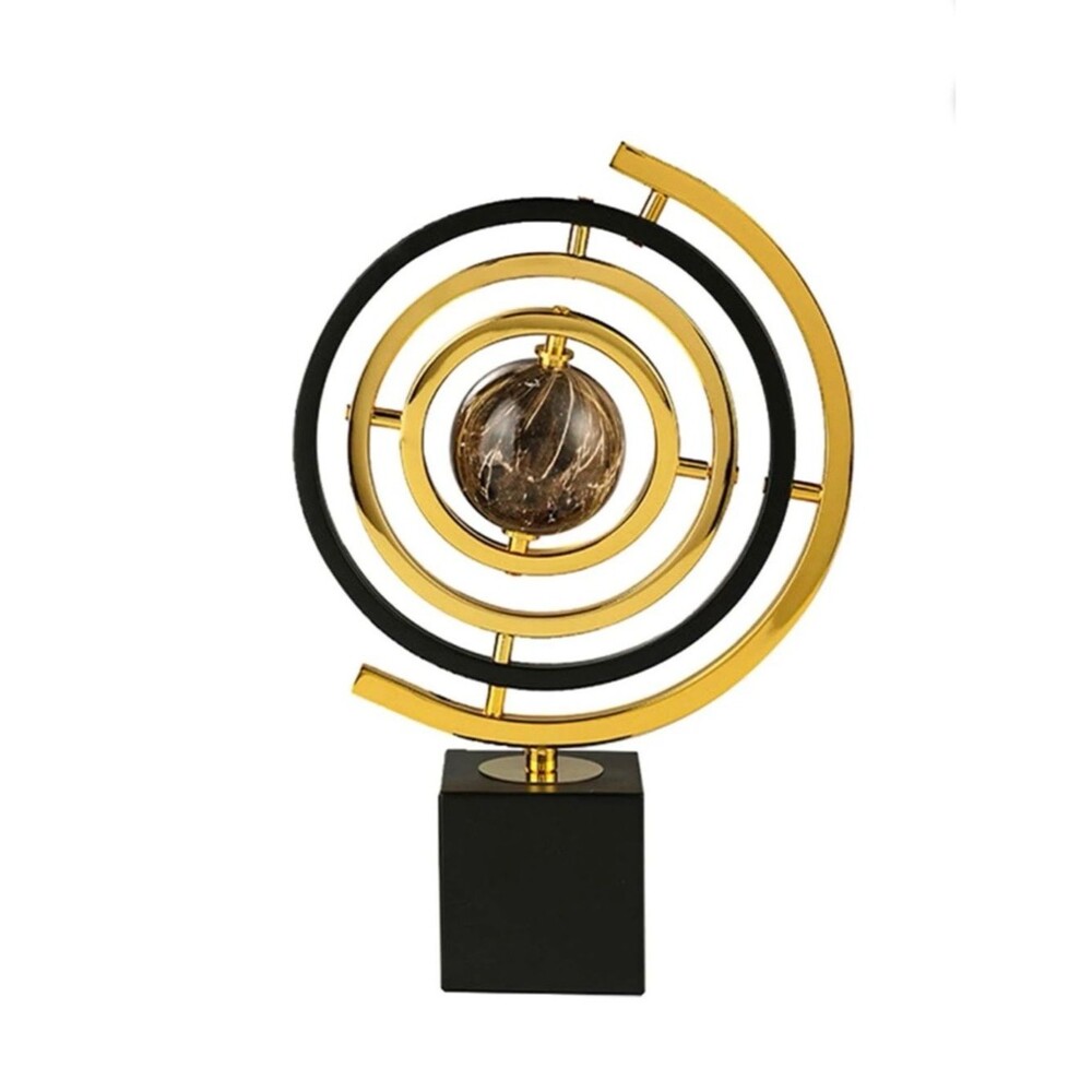 Homary Modern Abstract Metal Black & Gold Globe Ornament Sculpture NWT NIB
